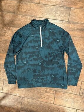 Men's Waggle Teal Forest Print Quarter-Zip Pullover